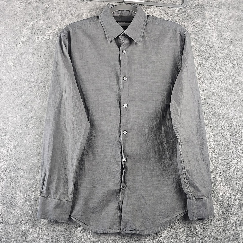 John Varvatos Star USA Button Dress Shirt Mens Small‎ Gray Long Sleeve Flaw